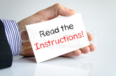Read the instructions text concept
