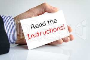 Read the instructions text concept