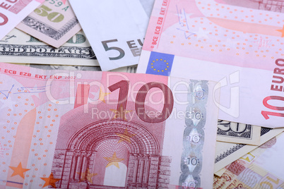 euro currency banknotes. european and american money background