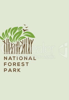 Forest national park logo. Outdoor activity, camping and nature exploration symbol, vector illustration.