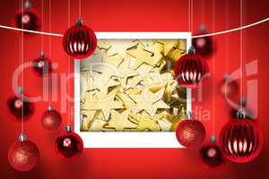 Composite image of many gold star decorations background