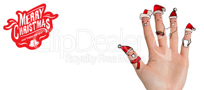 Composite image of christmas caroler fingers