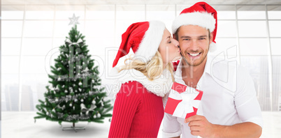 Composite image of young festive couple