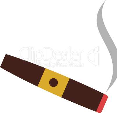 Flat cigar with smoke