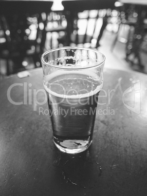 Black and white Pint of beer