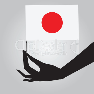 Hand with Japan flag