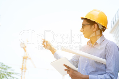 Asian Indian male contractor engineer working