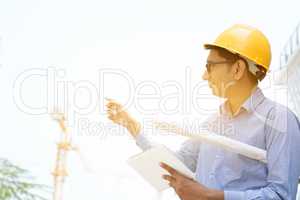 Asian Indian male contractor engineer working