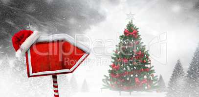 Composite image of santa sign