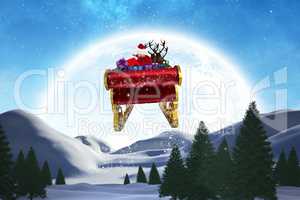 Composite image of santa flying his sleigh