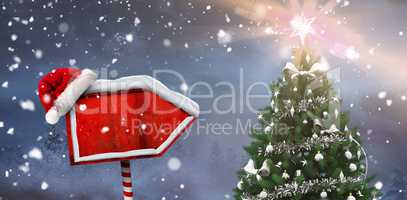 Composite image of santa sign