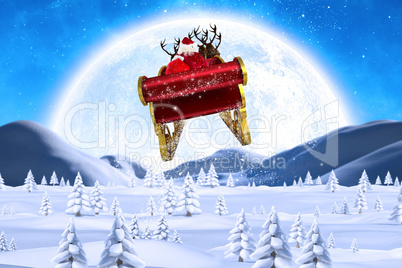 Composite image of santa flying his sleigh