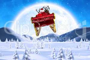 Composite image of santa flying his sleigh