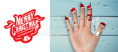 Composite image of christmas caroler fingers