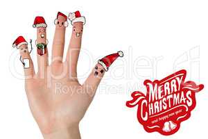 Composite image of christmas caroler fingers