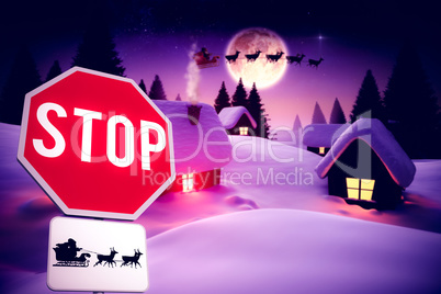 Composite image of christmas road sign