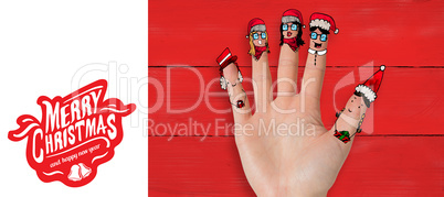 Composite image of christmas caroler fingers