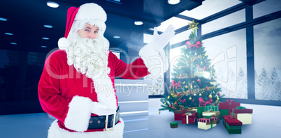 Composite image of portrait of santa claus showing