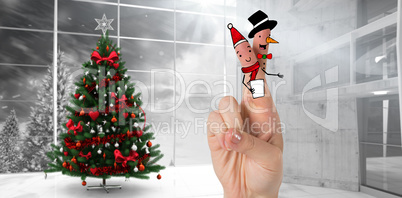 Composite image of christmas fingers