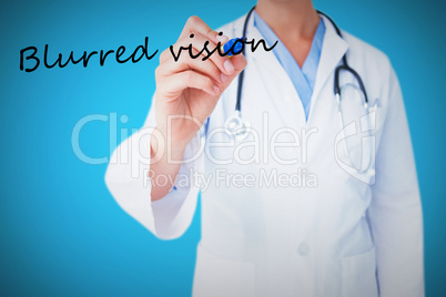 Blurred vision against blue background with vignette