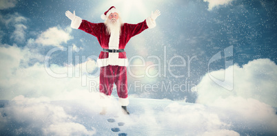 Composite image of santa with arms out