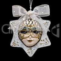 Beautiful mask of hand-worked for festive decoration, isolated o