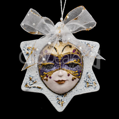 Beautiful mask of hand-worked for festive decoration, isolated o