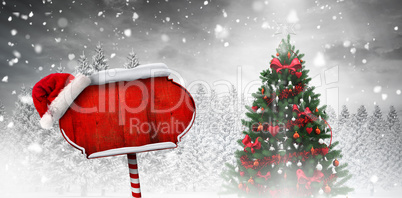 Composite image of santa sign