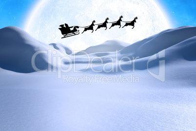 Composite image of silhouette of santa claus and reindeer