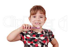 little girl with tooth brush