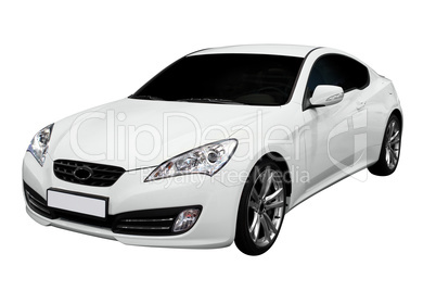new fast white coupe car isolated