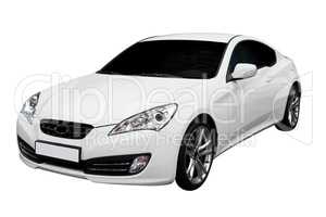 new fast white coupe car isolated