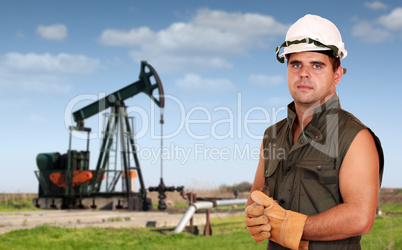 oil industry oil worker posing