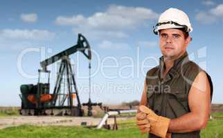 oil industry oil worker posing