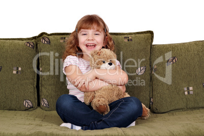 happy little girl with teddy-bear