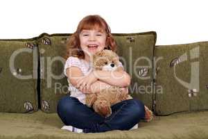 happy little girl with teddy-bear