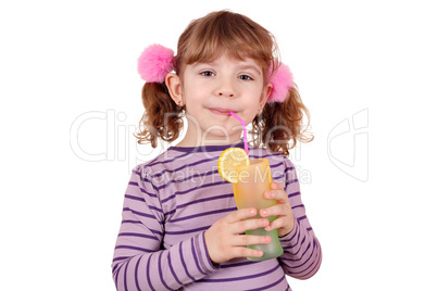 beautiful little girl drink lemonade