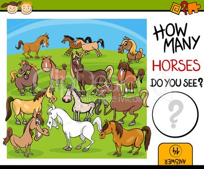 counting task with horses cartoon