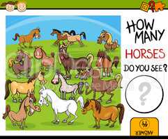 counting task with horses cartoon