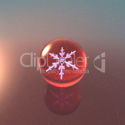 Christmas Snowflakes crystal ball red