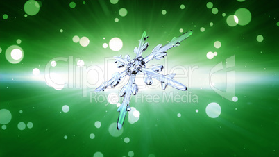 bokeh Christmas Snowflake green background