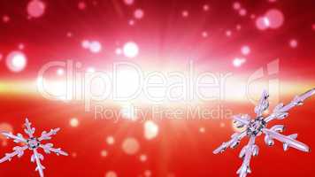 bokeh Christmas Snowflakes red background