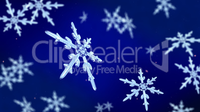 snowflakes focusing background blue