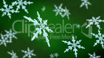 snowflakes focusing background green