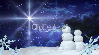 Christmas snowmen star with Snowflakes