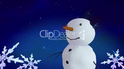 Snowman and Christmas Snowflakes