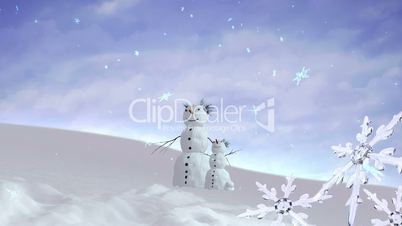 snowman and kid Christmas Snowflakes