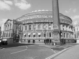 Black and white Royal Albert Hall in London