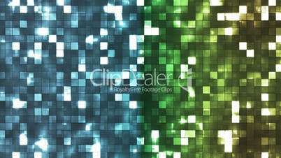 Broadcast Twinkling Firey Light Squares, Blue Green, Abstract, Loopable, HD