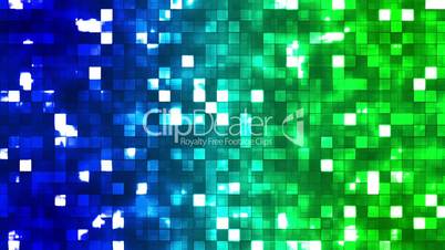 Broadcast Twinkling Firey Light Squares, Blue Green, Abstract, Loopable, HD